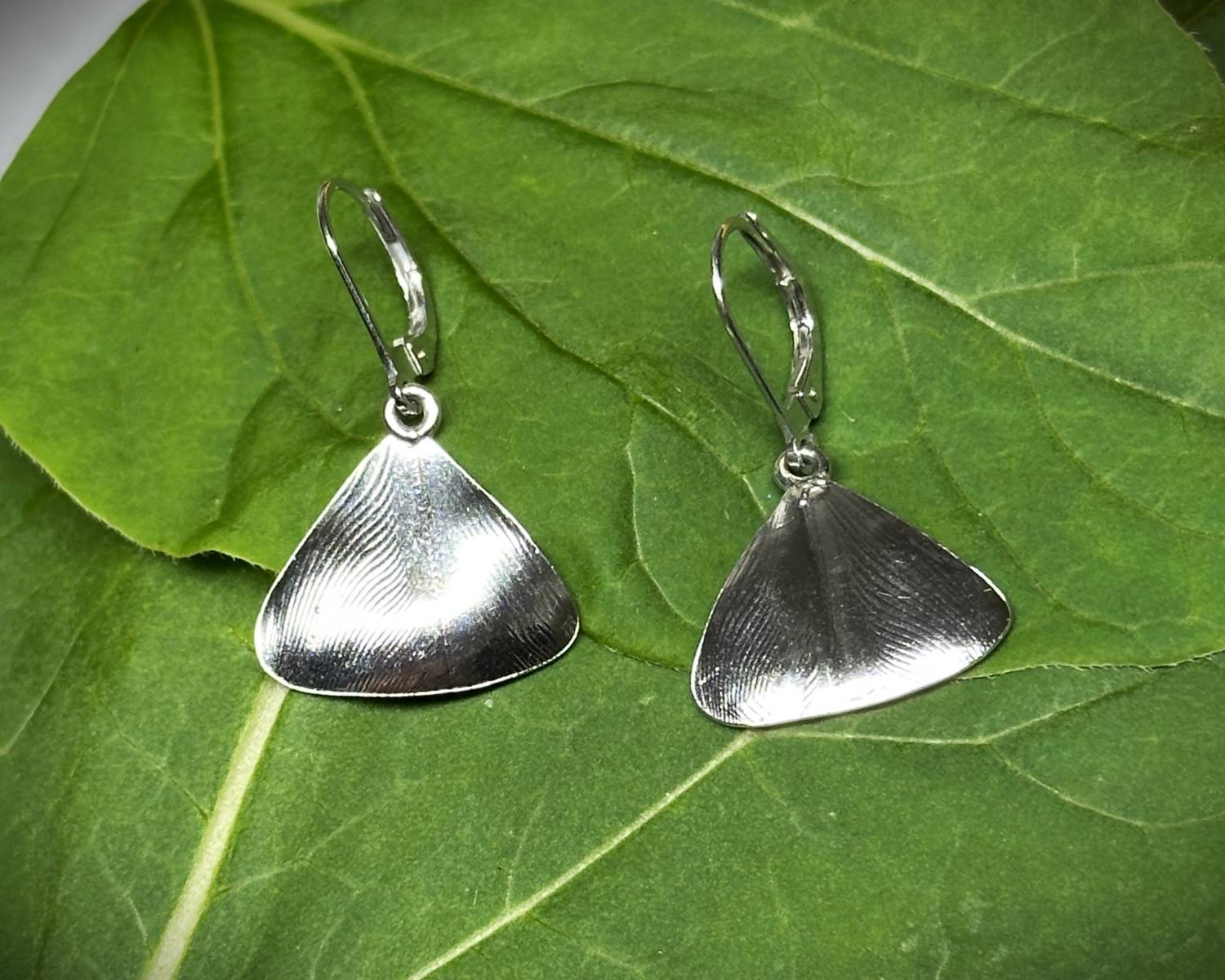 Boucles d oreilles empreinte vegetale avec sa chaine en argent